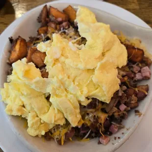 Meat lovers skillet had them add sweet potatoes