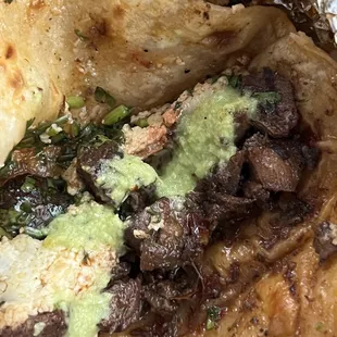 a close up of a taco