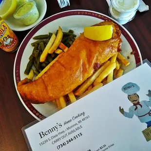 a plate of fish and fries