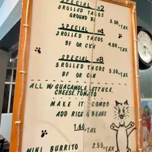 Benny&apos;s Mexican Special Rolled Taco Menu