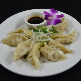 a plate of dumplings