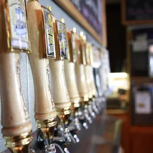 We have a constantly rotating variety of in-house brews, guest taps and domestic draught.