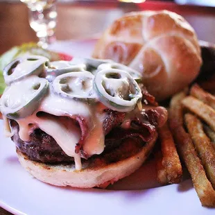 a burger and fries