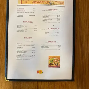 a menu on a table