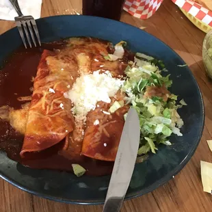 Beef Enchiladas in a red sauce