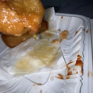 a half eaten donut