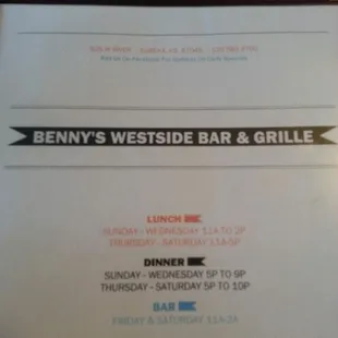 Menu cover