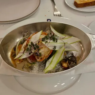 Grilled Maine lobster, sauted green asparagus, morels & vin jaune