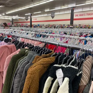 Inside the store. Clothing area