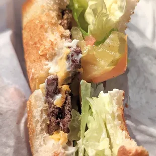 Golden Melt Cheese: double hamburger patties in sourdough bread