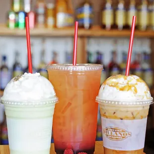 three drinks on a table