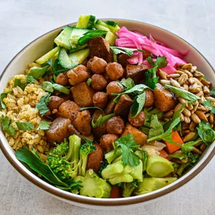 Slow Roasted Chickpea and Potato Hearty Bowl. Vegan, gluten free, and simply delish