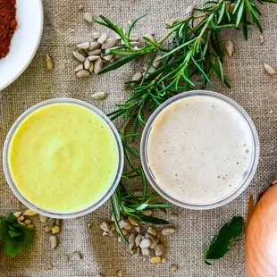 BFF Ranch and Lemon Thyme Sauces. All the sauces are full flavored, 100% plant-based, and gluten free