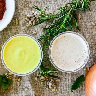 BFF Ranch and Lemon Thyme Sauces. All the sauces are full flavored, 100% plant-based, and gluten free