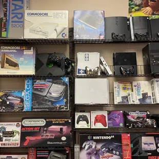 Various consoles for sale.
