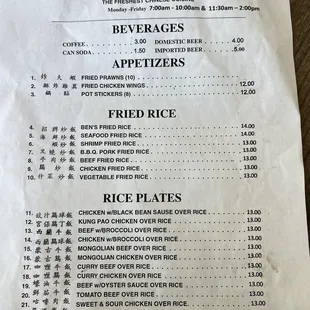 Menu as of 01/04/2024