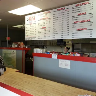 menus and prices on the wall
