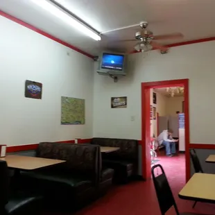 a view of the dining area