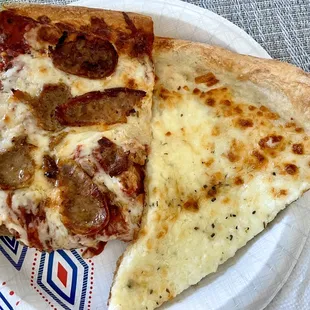 Sicilian pizza &amp; white sauce pizza yummy!