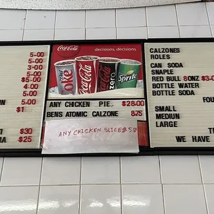 Menu on Wall