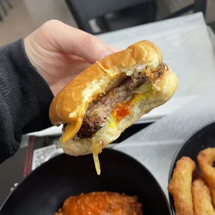 Delicious Cheeseburger slider...actually reminds me of Dick&apos;s in Seattle! So good!!