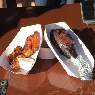 Chicken wings and turkey leg from Benson Brewery