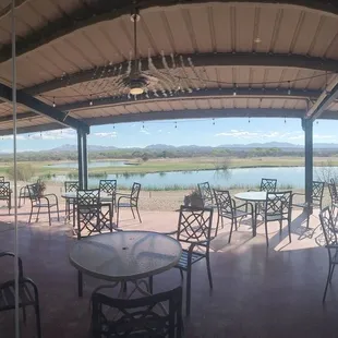 view of ponds and patio seating