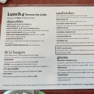 lunch menu