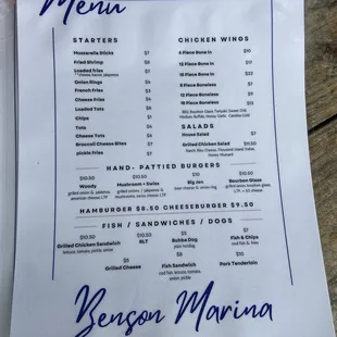 menu