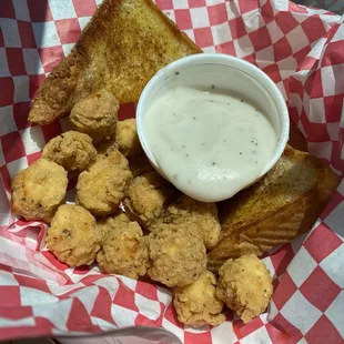 Popcorn chicken great! not too much batter so not crunchy