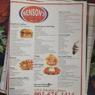 menu
