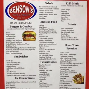 Extended menu 9036771414      BENSON'S  EATS &amp; TREATS
