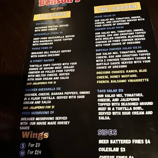 menu