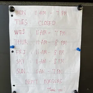 Updated hours