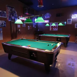 Pool tables, darts and bag toss games available!