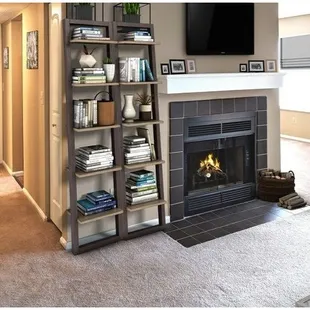 1 bedroom living room with fireplace