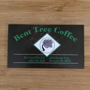 a sign for bent tree coffee