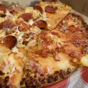 Guy told us we must have ordered No cheese and then hung up on us.  Hope your day gets better guy.