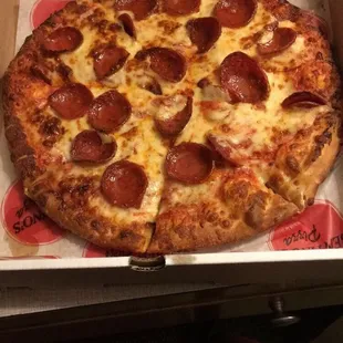 I love the curled up pepperoni. The rest of the pizza was just okay.
