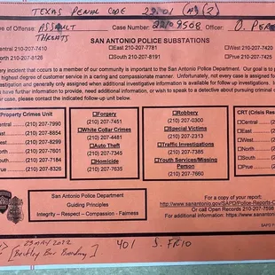 Policeman report- card.