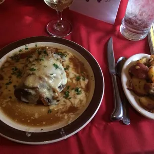 French onion steak special with fingerling potatoes