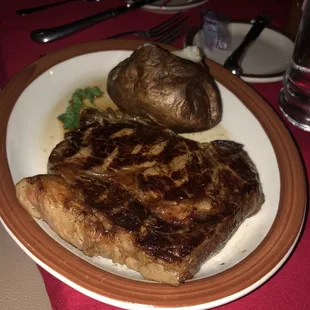 Ribeye cooked perfectly to medium. Delicious!