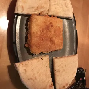 a plate of pita bread