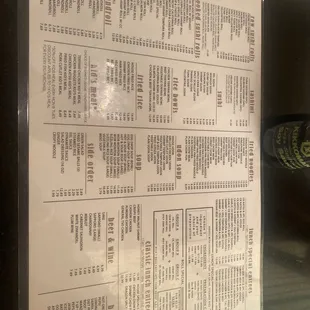 menu