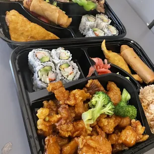 Mongolian Beef Bento Box AND General Tso's Chicken Bento Box