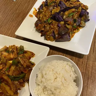 two plates of food on a table