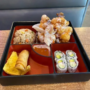 Coconut Shrimp with Honey Walnut Bento Box