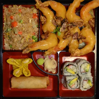 Coconut Shrimp with Honey Walnut Bento Box