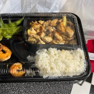 Teriyaki Chicken and shrimp.