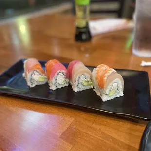 a plate of sushi on a table